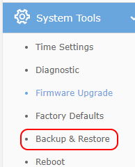 Router Menu System Tools Backup