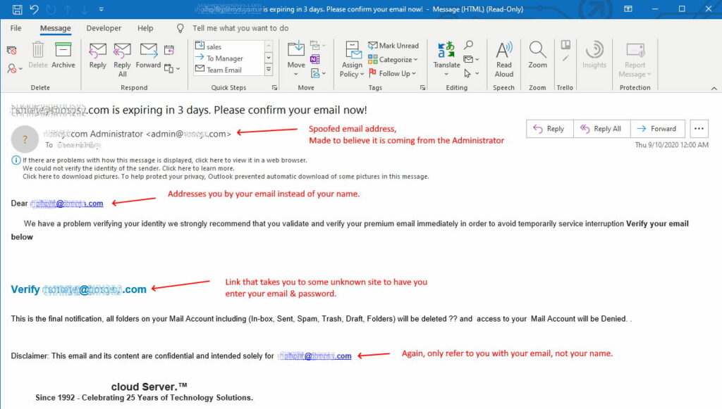 Phishing Email Example 1